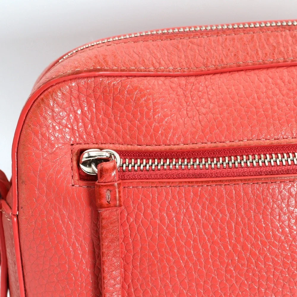 AllSaints Captain Lea Square Crossbody Bag Womens Coral Pink Cow Leather